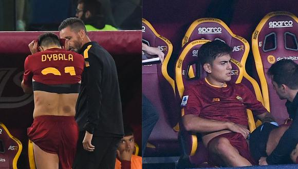 Paulo Dybala sufrió una lesión este domingo en el partido de Roma ante Lecce por la Serie A. (Foto: composición Getty Images)