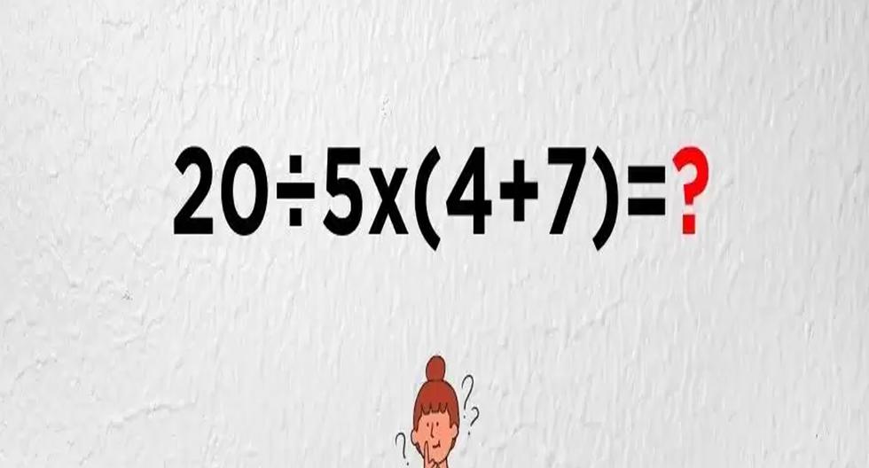 Szybkie wyzwanie matematyczne: rozwiąż 20–5x(4+7)= w jednej chwili |  Meksyk