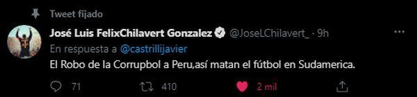José Luis Chilavert se mostró en contra del trabajo del VAR en el Perú vs. Brasil. (Captura: Twitter)