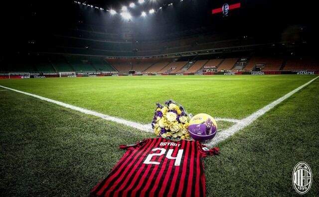 AC Milan le rindió un emotivo homenaje a Kobe Bryant durante el partido contra Torino por la Copa Italia. (Foto: Twitter)