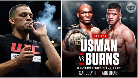 Nate Díaz criticó el evento estelar del UFC 251 entre Usman y Burns en el ‘Fight Island’. (Getty Images/ESPN)