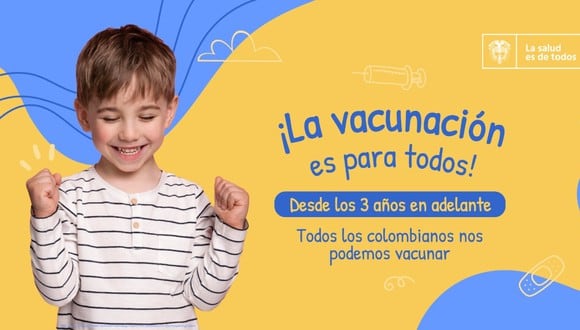 En Colombia comenzarán a inocular contra la COVID-19 a niños entre 3 a 11 años de edad. (Foto: Ministerio de Salud de Colombia)