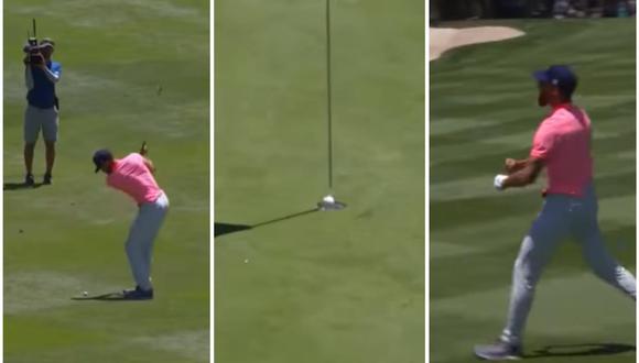 Stephen Curry realizó un espectacular lanzamiento en golf. (Foto: Captura)