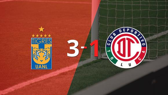 En su casa, Tigres vence 3 a 1 a Toluca FC