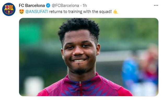 Eight months and four operations later: Ansu Fati returned to training with Barcelona
