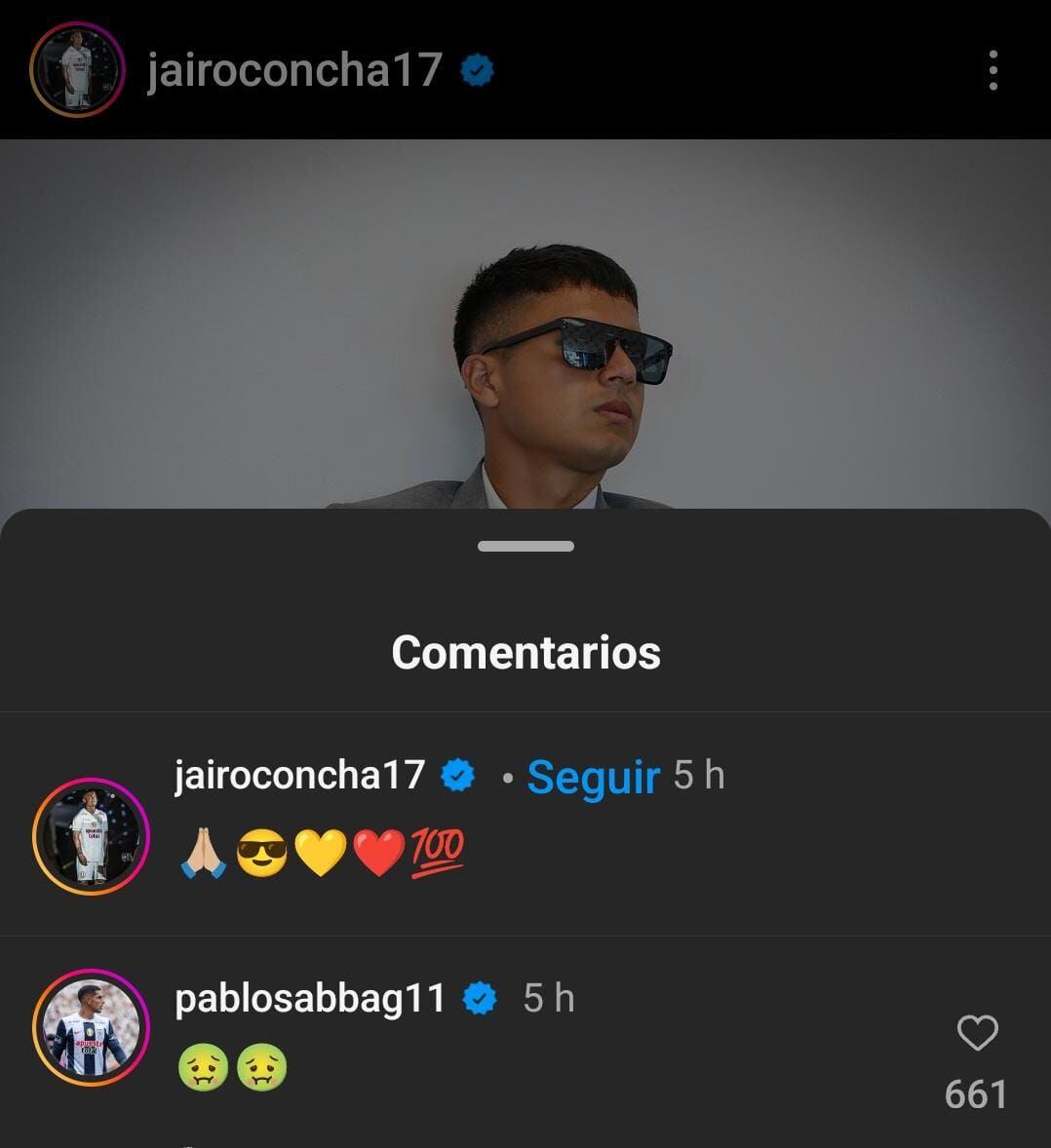 El comentario de Pablo Sabbag en la publicación de Jairo Concha. (Imagen: Captura de Instagram)