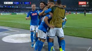 Celebra Ancelotti: gol de Mertens de penal para 1-0 del Napoli sobre Liverpool por Champions [VIDEO]