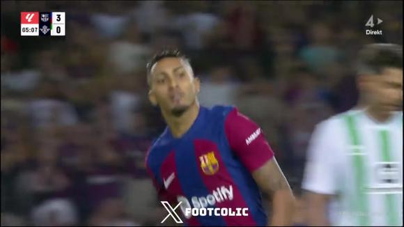 El gol de Raphinha para el 4-0 de Barcelona vs. Real Betis. (Video: Canal 4)