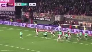 Se impuso en el duelo aéreo: gol de Miguel Araujo con Emmen en los Países Bajos [VIDEO]
