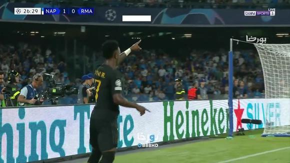 Gol de Vinícius Junior para el 1-1 en Real Madrid vs. Napoli (Video: BeinSports)