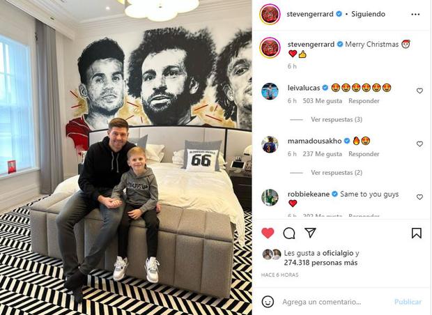 Luis Díaz aparece en el cuarto del hijo de Steven Gerrard (Foto: Captura de Instagram)