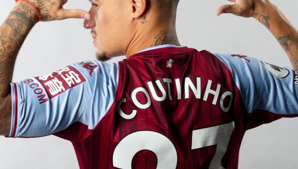 Coutinho posó con la camiseta del Aston Villa, su nuevo club. (Foto: Aston Villa)