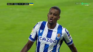 Rápido empate: gol de Isak para el 1-1 de la Real Sociedad vs. Barcelona [VIDEO]