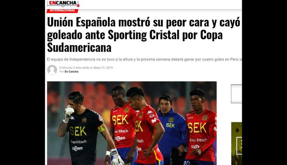 Las portadas de los medios chilenos tras la goleada de Sporting Cristal sobre Unión Española.