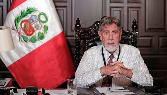 El presidente Francisco Sagasti se dirige a la nación en un mensaje televisado. (Foto: Presidencia Perú).