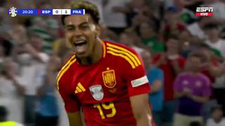 ¡Una genialidad! Golazo de Lamine Yamal para el 1-1 de España vs. Francia en Eurocopa