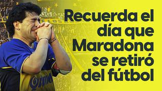 Recuerda el día que Diego Armando Maradona se retiró del fútbol e inmortalizó su icónica frase en “La Bombonera”