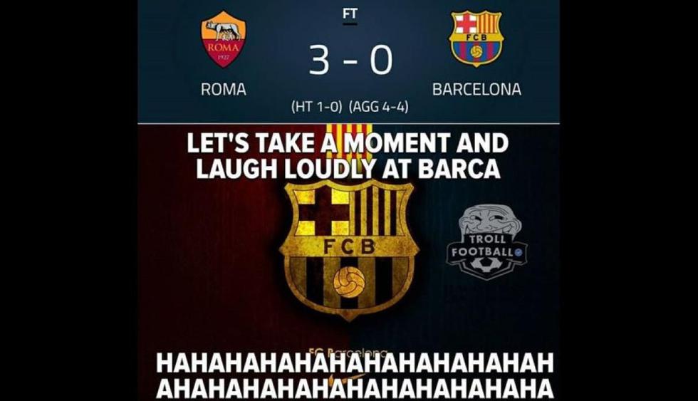 Los mejores memes del Barcelona-Roma por la vuelta de cuartos de final de Champions League. (Difusión)
