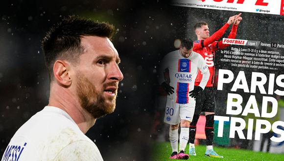 Duras críticas a Messi en Francia tras la derrota del PSG ante Rennes (Foto: composición Depor/L’Equipe).