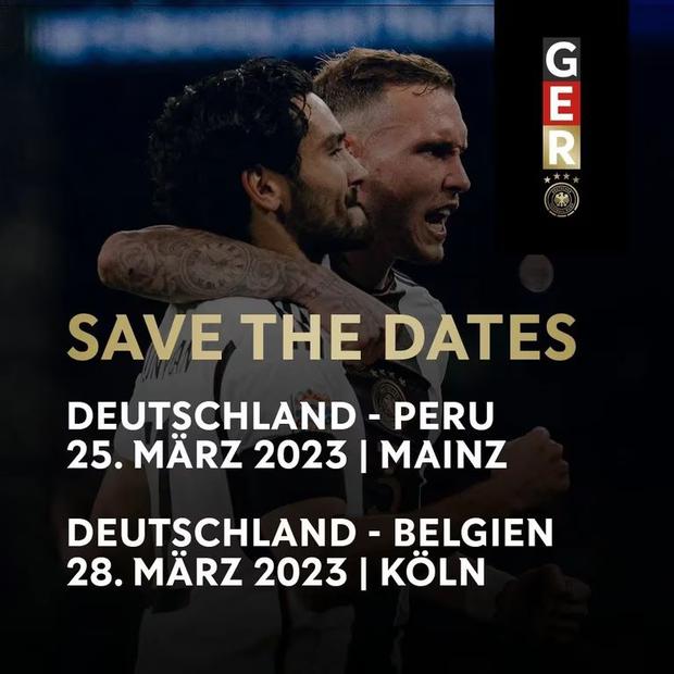 El anuncio de Alemania sobre los amistosos contra Perú y Bélgica.