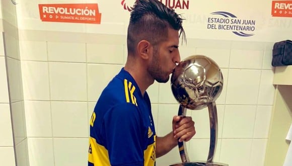 Así celebró Zambrano el título de Boca Juniors. (Foto: Twitter)