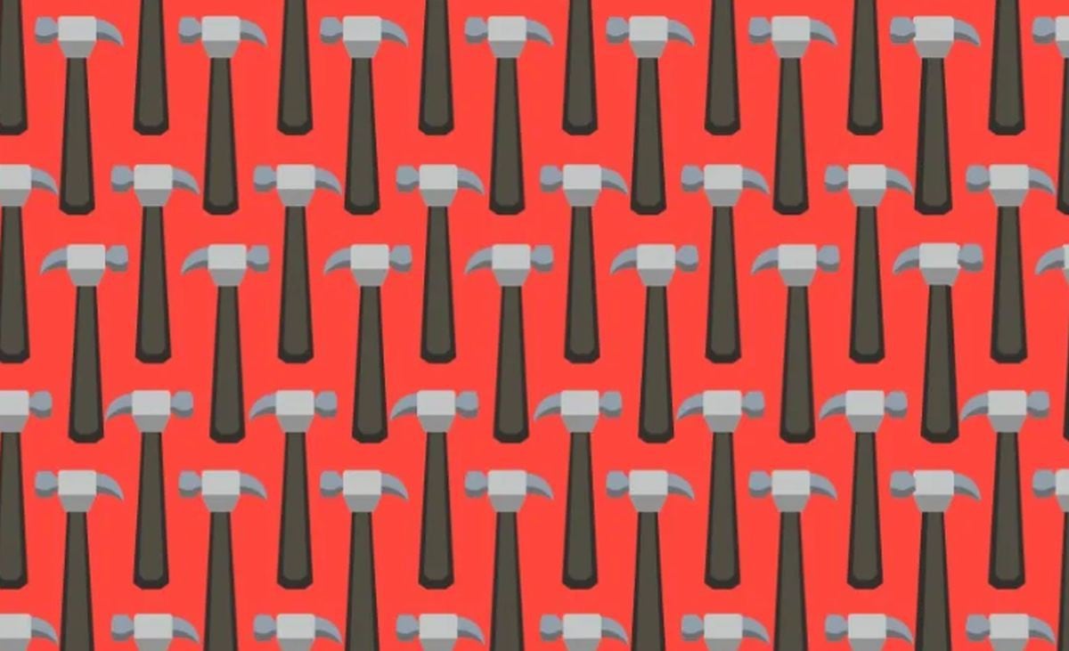 Reto viral: ¿puedes hallar los 5 mazos escondidos entre los martillos? (Foto: Captura/Facebook)