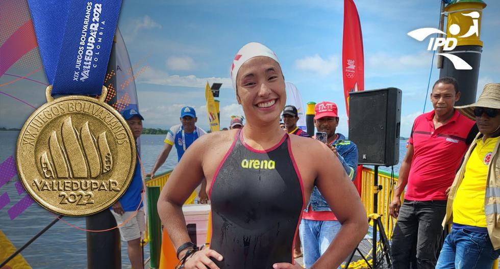 ¡Grande! María Alejandra Bramont ganó el oro en los 10 000 metros aguas abiertas, en Juegos Bolivarianos 