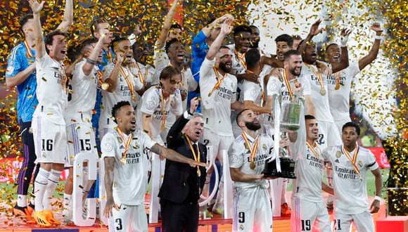 Real Madrid se coronó campeón de la Copa del Rey: triunfo 2-1 ante Osasuna en La Cartuja. (Foto: EFE)