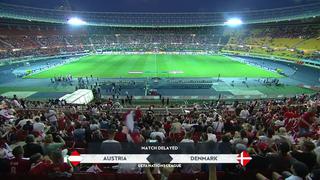 Efusivo festejo: hinchas del Austria vs. Dinamarca celebran el regreso de las luces