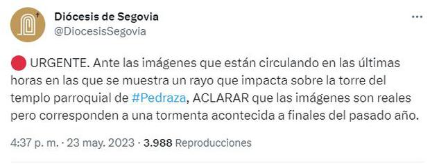 La Diócesis de Segovia expuso la verdad detrás del video viral. (Foto: @DiocesisSegovia/Twitter)