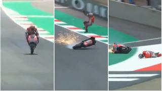 ¡Salió disparado! El terrible accidente de un piloto en el MotoGP en Italia [VIDEO]
