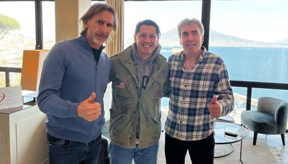 Gianluca Lapadula fue visitado por Ricardo Gareca y Néstor Bonillo en Italia. (Foto: FPF)