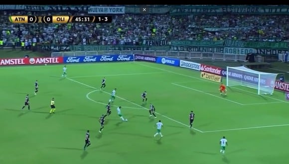 Un ‘rifle’ al arco: gol de Andrade para el 1-0 de Atlético Nacional vs. Olimpia