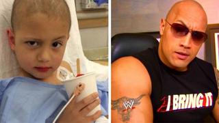 Niño con cáncer se avergonzaba de su calvicie, pero The Rock lo 'advirtió'
