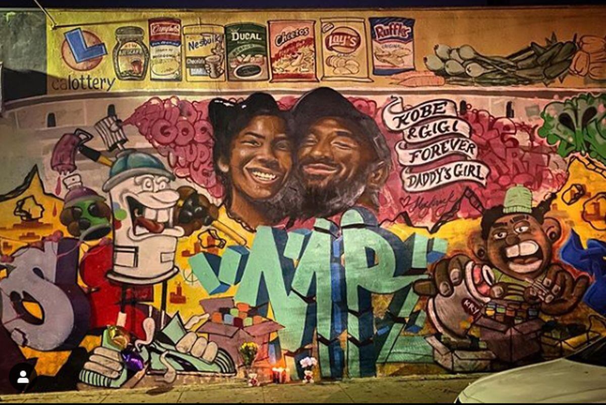 El mural de Kobe y su hija. (Foto: Agencias)