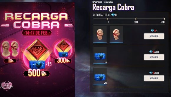 Free Fire lanza evento “Recarga Cobra” y así podrás llevarte las recompensas gratuitas