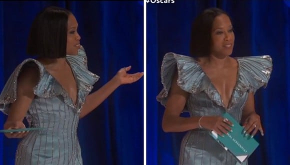 Regina King sufrió un incidente antes de iniciar su discurso de bienvenida en los premios Oscar 2021. (Foto: Captura TNT).