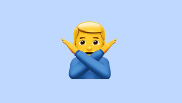 ¿Sabes realmente lo que significa el emoji del hombre con los brazos en "X" en WhatsApp? Aquí te lo explicamos. (Foto: Emojipedia)