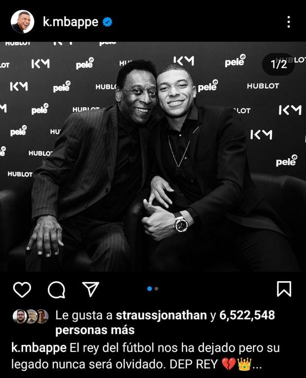 Kylian Mbappé dejó un sentido mensaje en su Instagram tras la muerte de Pelé. (Imagen: Captura de Instagram)
