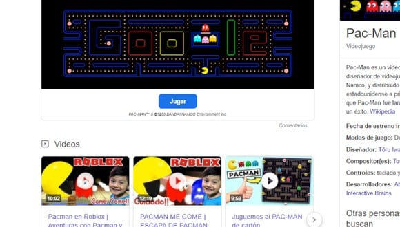 Juegos gratis: juega Pac-Man, Snake y Tres en raya de forma online con Google Chrome. (Foto: captura)