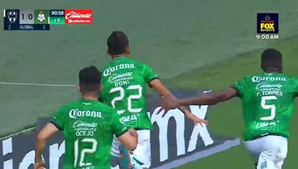 El gol de Prieto para el 1-1 de Santos Laguna vs. Monterrey. (Fuente: Fox Sports)