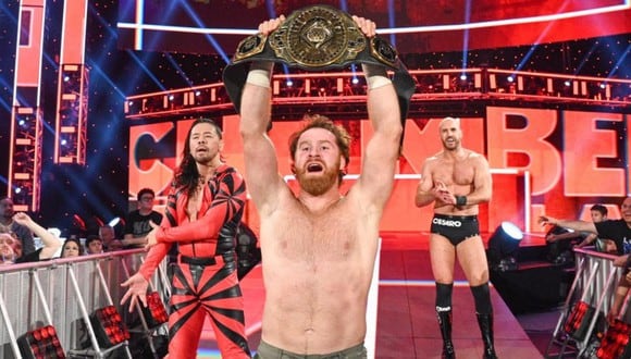 Sami celebrando su victoria en Elimination Chamber 2020. (Foto: WWE)