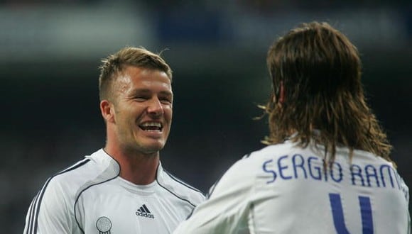 Sergio Ramos y David Beckham fueron compañeros en el Real Madrid. (Getty)