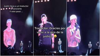 La idea era ayudarlo: Justin Bieber sube traductor a su concierto y esto pasa [VIDEO]