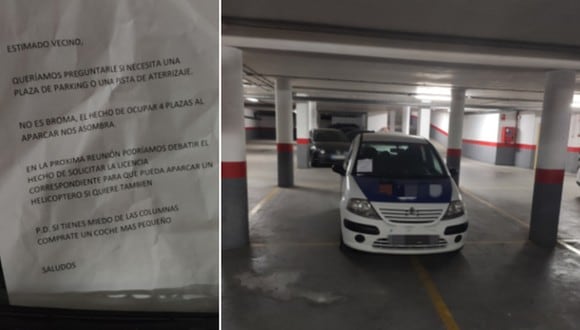Un conductor recibió la nota más original de todas por haber estacionado mal su auto. (Foto: @josuherrero_ / Twitter)