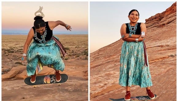Naiomi Glasses se dedica a montar skate con los vestidos de su tribu. (Foto: Instagram | naiomiglasses)