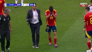 Kroos retira a Pedri del España vs. Alemania a los 7 minutos: le dobló la rodilla izquierda [VIDEO]
