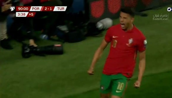 Matheus Nunes anotó el 3-1 de Portugal vs. Turquía por el repechaje del Mundial de Qatar 2022. (Foto: DIRECTV)