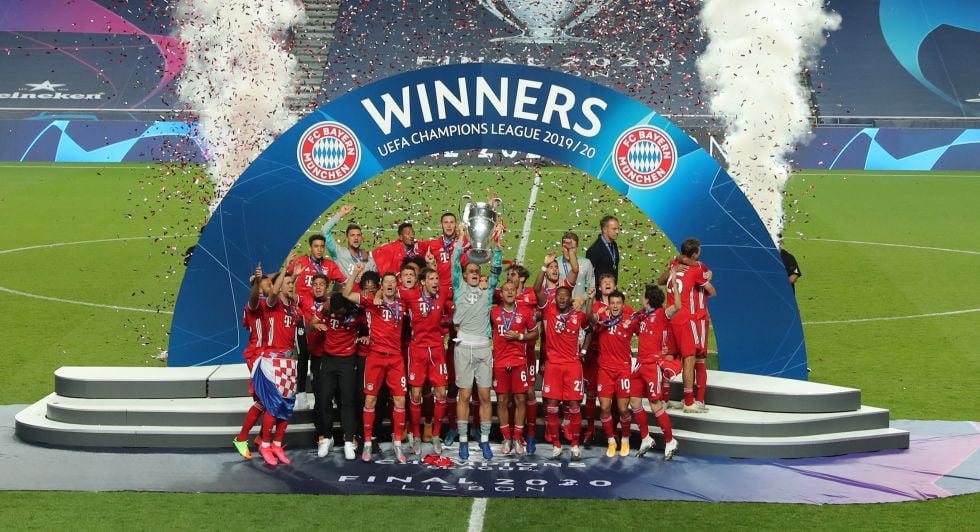 El festejo de Bayern Múnich tras el título de Champions League 2020. (Foto: AFP)