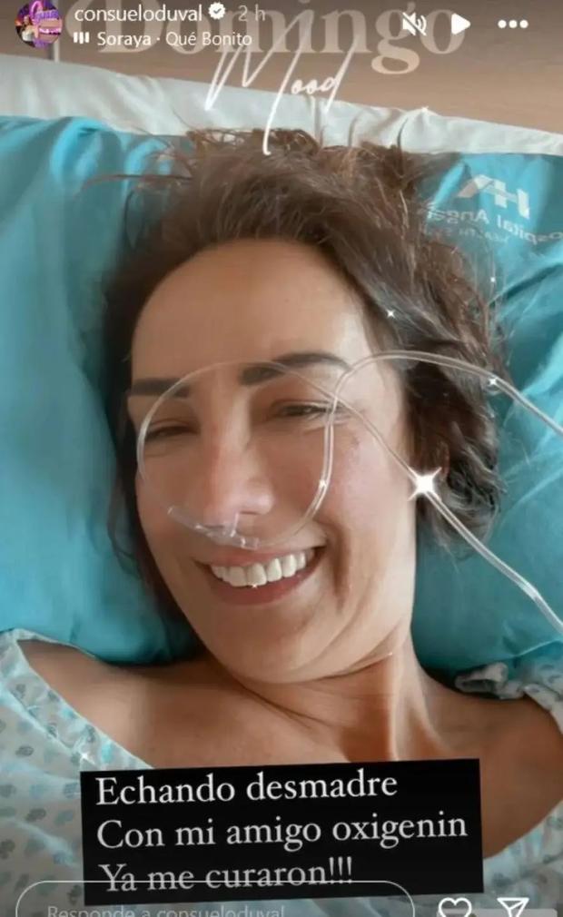 Aquí la actriz respirando con ayuda de oxígeno (Foto: Consuelo Duval / Instagram)